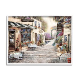 Stupell Industries Traditional Village City Architecture Charming Bistro Scene, Designed by Ruane Manning White Framed Wall Art, 20 x 16