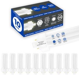 GoodBulb 26 Watt CFL Light Bulbs 4 Pin GX24Q-3 Base 5000K Daylight 26W High Output 1800 Lumens Triple Tube Compact Fluorescent Light Bulbs Plug-in 10 Pack
