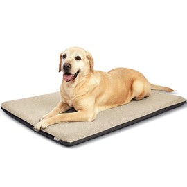 Panku Large 36inch Dog Bed, Dog Crate Pad, Durable Washable Waterproof Bed Crate Mat, Breathable Memory Foam Soft Outdoor Crate Bed, Orthopedic Calming Dog Bed (Cream White, 35x22x2)