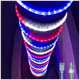 Russell Decor 30ft/324 LED Rope Lights for Patriotic 4th of July Memorial Day Party Outdoor Trees Patio Deck Flexible Connectable Rope Lights (Red White Blue)