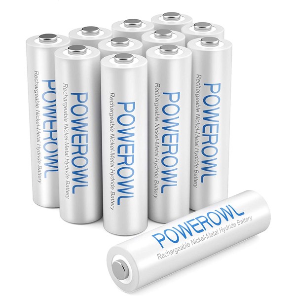 AAA Rechargeable Batteries, POWEROWL High Capacity Triple A Batteries 1000mAh 1.2V NiMH Low Self Discharge HR03, 12 Pack