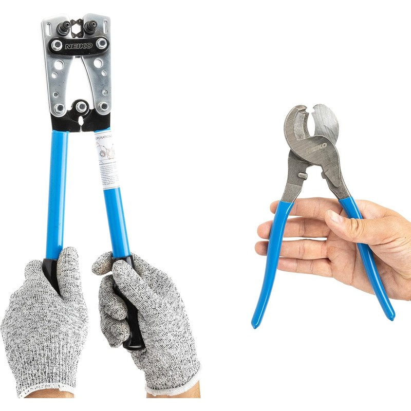 NEIKO 02039A Lug Crimping Plier and Cable Cutter Set, Battery