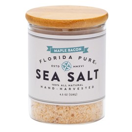 FLORIDA PURE Maple Bacon Sea Salt - Smoky, 80+ Mineral Salt, Natural, Unrefined, Non Iodized - for Baking, Cooking, Seasoning & Enhancing Taste - Flaky Sea Salt (4.5 oz Jar)