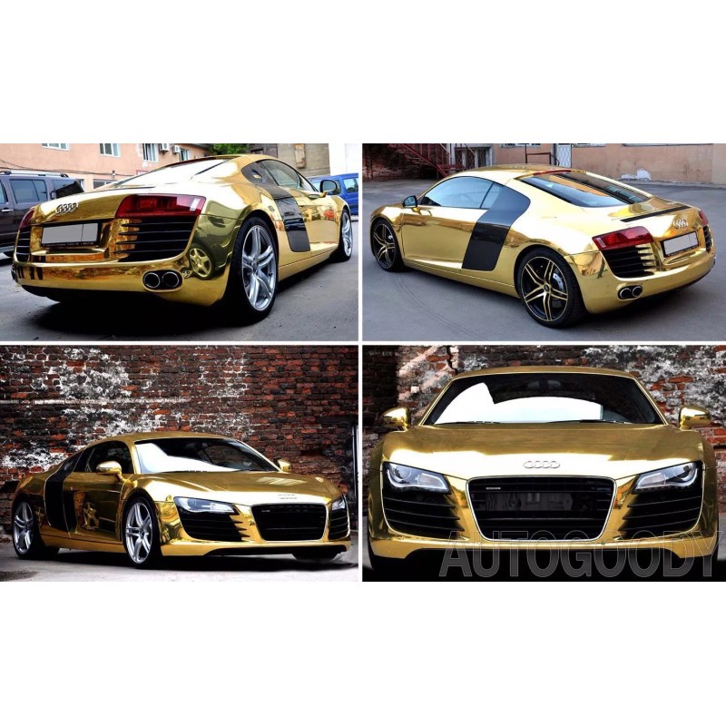 AUTOGOODY 96" x 60" Gold Chrome Mirror Vinyl Film Wrap