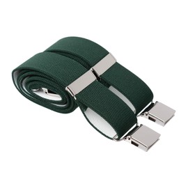 XL Green Heavy Duty Trouser Braces 35mm Wide 4 Heavy Duty Strong Silver Clips 48 Inch Extra Long Adjustable