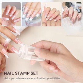 Kit De Estampador De Uñas, Estampadores De Silicona Con Raspador Y Pegatinas 3D De Rayas Curvas, Herramientas De Manicura Con Sellos Transparentes Par