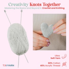 60% Cotton 40% Acrylic Crochet Yarn - 5 Skien Bulk Yarn - Cream, Soft Fine/Sport Yarn for Crocheting/Knitting Yarn - Ideal for Amigurumi Dolls and Baby Garments
