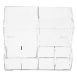 TOVINANNA 1pc Multi-compartment Acrylic Makeup Brush Storage Organizer for Vanity Clear Cosmetic Holder for Lipstick Eyebrow Pencil and Brushes and Space-saving