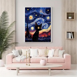 Skyboda Cat Diamond Painting Kits for Adults, DIY Starry Sky Diamond Art Kits Full Round Drill Gem Art Diamond Dots for Home Wall Art Decor 30x40cm