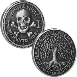 Memento Mori Coin for Daily Stoic Practice EDC Challenge Coin Stoicism Medallion Tree of Life Stoic Reminder