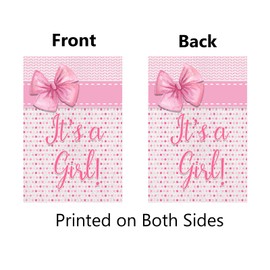 It's A Girl Garden Flag Pink Baby Shower Birth Announcement Decorations for Girl 12x18 Inch Double Sided New Baby Garden Flag Gender Reveal Party Decor Vertical Burlap Banner Outdoor Lawn Yard Sign