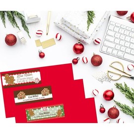 Gingerbread Return Address Labels | Holiday Return Address Sticker Labels | Christmas Return Address Labels | (Set of 27)