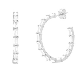 Brandlinger ® Statement Earrings 925 Silver Large Hoop Earrings with Cubic Zirconia Stone Jewellery Women's Gold-Plated with 18 Carat (Silver and Gold) for Women and Girls Hoop Earrings Diameter 30