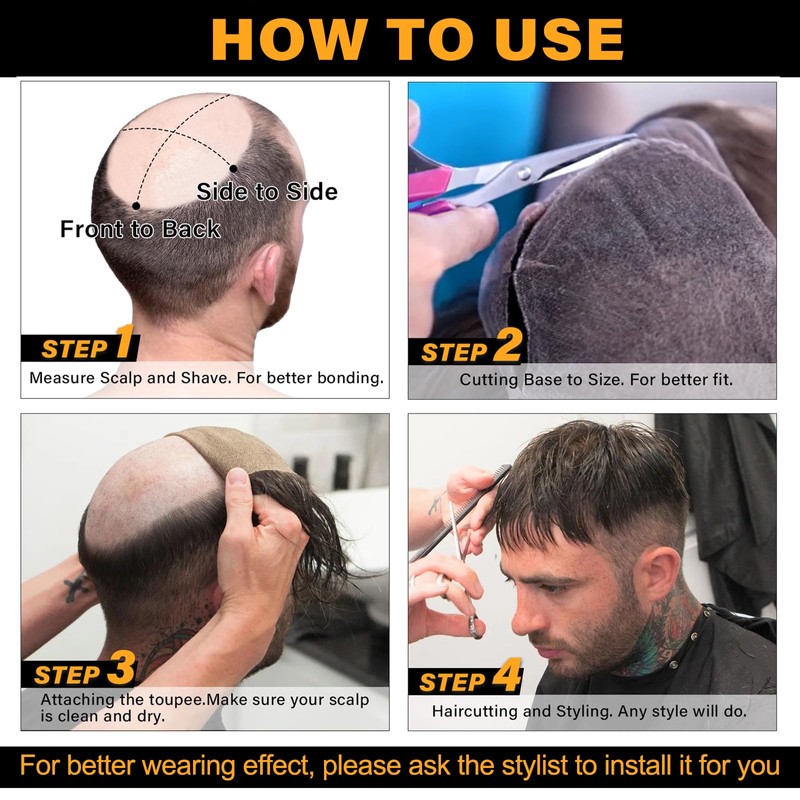 100% Density 0.06mm Thin Skin Toupee Hair for Men 8x10