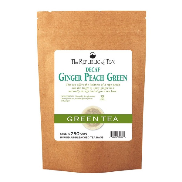 The Republic of Tea Decaf Ginger Peach Green Tea, 250 Tea Bags, Spicy Ginger Tea Gourmet Blend