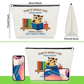 Gevody Funny Coffee Lover Gifts Owl Makeup Bag Funny Reading Gifts for Office Party Employee Boss Lady Bestie Coworkers Owl Lover Cosmetic Bag Coffee Presents Christmas Birthday Present Travel Pouch