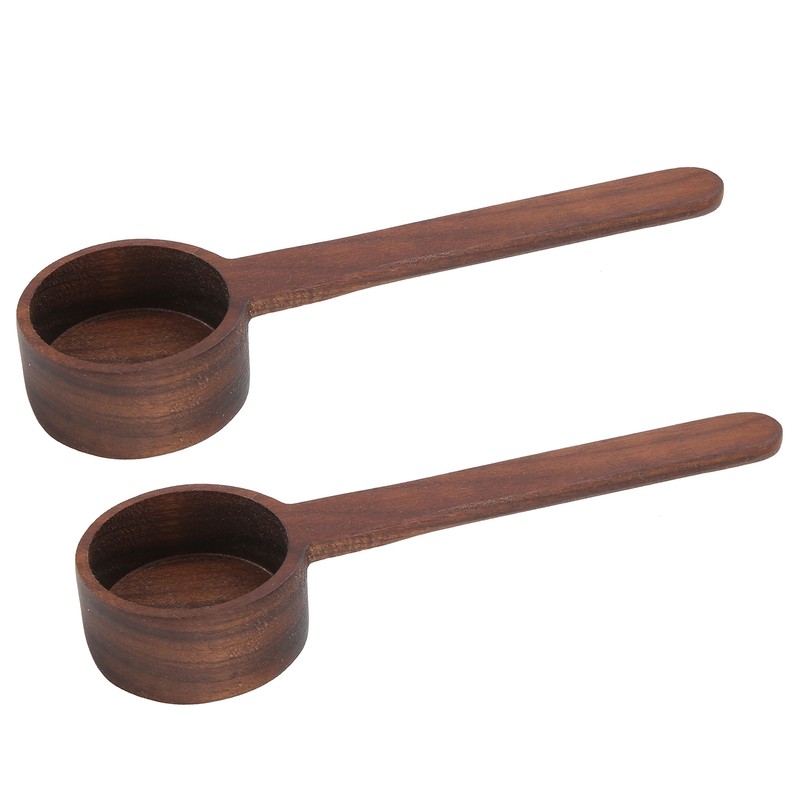 2Pcs Walnut Coffee Bean Measuring Spoon Food Grade Salt Spoon