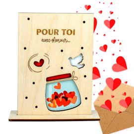 Wooden Love Greeting Cards | Express Your Heartfelt Affection | For Him/Her | Family | Friends (Five)