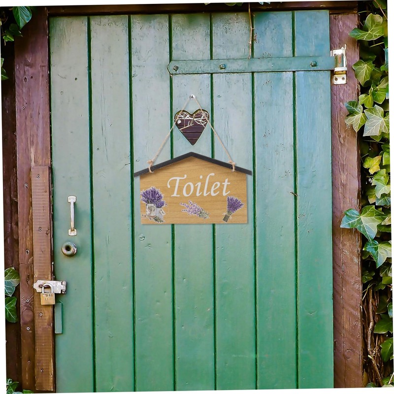 STOBOK Rustic Bathroom Wall Sign Charming Toilet Decor for Restroom