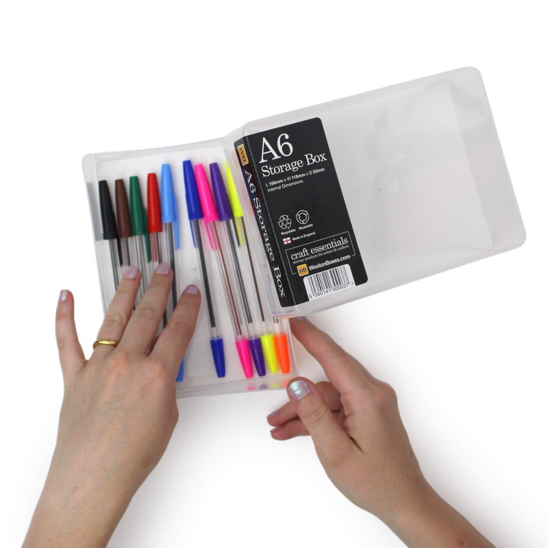 WestonBoxes A6 Plastic Craft Storage Boxes for Art Supplies, Paper