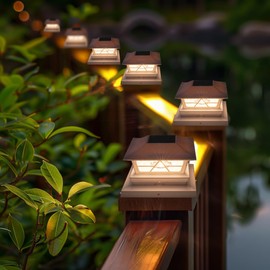 TW SHINE 8 Pack Solar Outdoor Fence Post Lights, 2 Modes Post Cap Lights Waterproof Warm White/Cool White for Yard, Garden, Porch, Patio Decor, for 4x4 5x5 6x6 Wood Posts, White