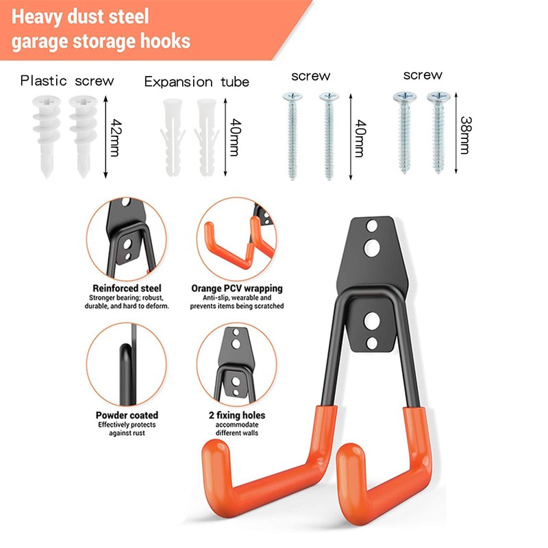 ieron 4 Pack Garage Hooks Shed Steel Garage Tool Storage