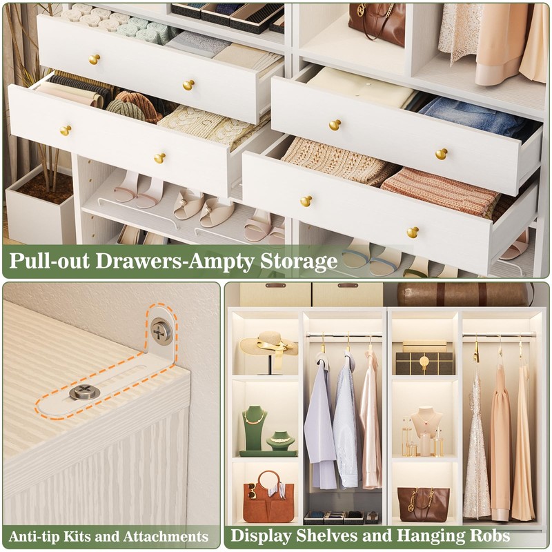 Closet System, 28"/2.4 FT Small Closet Organizer System with Drawers
