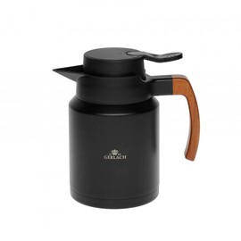 Gerlach Natur Insulated Flask Thermos Flask 1.2 L Thermal Teapot Coffee Pot Stainless Steel Jug for Coffee Tea On the Go Outdoor Keeps Hot 12 Hours Cold 6 Hours Black