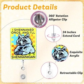 Carrete de identificación retráctil con clip de mapache divertido para farmacia y farmacia, bonito soporte para insignias de animales para enfermeras,