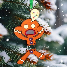 Funny Christmas Wooden Ornaments Gingerbread Man Oh Snap! Broken Head Abdomen Ugly Funny Christmas Tree Decoration Ornament Naughty Gag Gift for Adults
