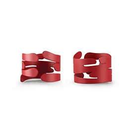 Alessi Barkring BM17S2 R - Set of Two Design Napkin Holders with Nature Inspired Decoration, in Steel Colored with Epoxy Resin, Red