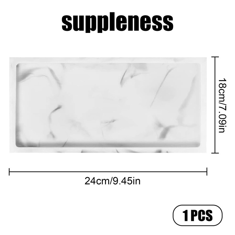 XINSUO Bathroom Tray, Decorative Tray, Dressing Table Tray (White Marble,