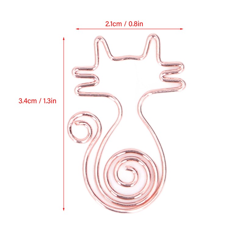 100Pcs Cute Paper Clips Rose Gold Cat Shape Anti Slip