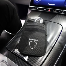 Sentry Signal Faraday Pouch For Keyless Cars - Premium Oxford Material With Keychain Tether - Car Key Signal Blocker Bag - Vehicle Theft Protection - Double Pack