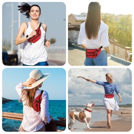 ProCase Cangurera Riñonera Unisexo, Bolsa Deportiva de Cintura al Aire Libre con Cinturón Regulable y Hebilla Rápida para Viaje Senderismo Correr Entrenamiento (Rojo)