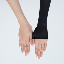 Fukusuke 040-0511 Women's Stockings, Solid, Arm Cover, Long Length, With Thumb Hole, 1 Piece Set, Stocking Material, Fukusuke, Black