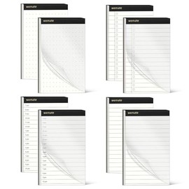WEMATE 8 Refills Set of 8 A7 Pocket Horizontal Ruled Vertical-Dots - Time Schedule, 8 Pages in 4 Types, Meeting Notepad, Daily Record