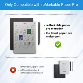 Titanium Pencil Tip & PET Matte Screen Protector Bundle fits for reMarkable Paper Pro E-Reader for True Paper Feel Smooth Writing–1 No Wear Out Fine Tip+1 Anti-Glare Protect Film, Crystal Clear