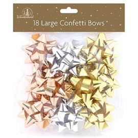 18 Large Gift Bows, Silver, Gold and Rose Gold Bows for Christmas