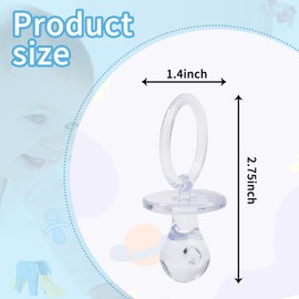 100 Pieces 2.75 Inch Baby Pacifier Baby Shower Plastic Pacifier for Baby Shower Pacifier, Gender Show Party Decoration DIY Baby Shower Birthday Party Gift (Clear)