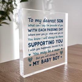 Red Ocean Son Gifts From Mum and Dad, 18th 21st Birthday Gif For Son, Son Gift For Christmas, Freestanding Acrylic Plaque Gift For Son From Mum