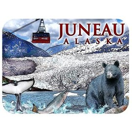 Juneau Alaska Glacier Wildlife and Mt Roberts Tramway Fridge Magnet