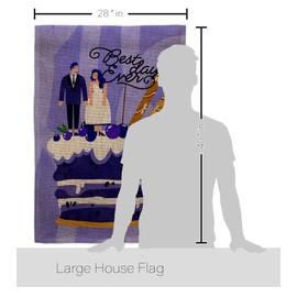 Angeleno Heritage Best Day Ever Burlap House Flag Pack Celebration Wedding Marriage Bride Groom Mrs Occasion Anniversary Party Embroidery Banner Small Garden Yard Gift Double-Sided, Made in USA