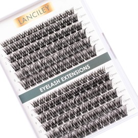 Lash Clusters 144pcs Wispy Eyelash Clusters 10-16MM DIY Individual Lashes Fluffy Eyelashes Natural Lashes Clusters C Curl Cluster Eyelash Extensions Soft Thin Band Cluster Lashes for Beginners-DM01