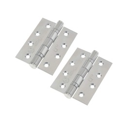 Stainless Door Hinges Ball Bearing 4" - 102x76x3mm Fire Door Square Corners 1 Pair Pack [2 Hinges] Including Screws Satin