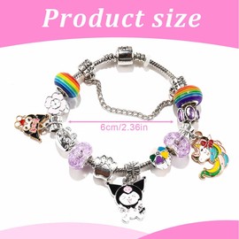 HQRKOTM Kuromi bracelet, Sanrio bracelet, Kuromi bracelet, Kuromi pendant jewellery bracelet, Kuromi girls' bracelets, children, Kuromi glittering charm bracelet, gift for girls, a