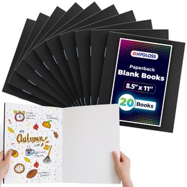 Hygloss Blank Books - Bulk 20 Pack – 8.5" x 11" A4 Black Paperback Blank Books for Kids to Write Stories, Doodle, Arts & Crafts – Plain Drawing Sketchbook, Unlined Journal, Notebook Without Lines
