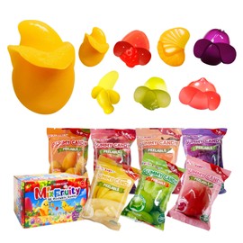 7 Friuts in 7 Packs Assorted Gummy Candies Individually Wrapped, Peelable Fruit-Shaped Gummies Candy made with Real Fruit Juice (≥30%), Chewy Peeling Candy Gummy Snacks Net 350g/12.35oz
