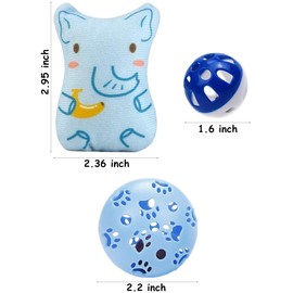 DIYUQISHI 5-Pack Catnip Toys for Indoor Cats & Kittens - Chew Toys with Strong Organic Catnip for Teething Relief, Interactive Play, 2 Bonus Cat Ball Toys & 2 Packs of Refill Catnip