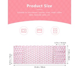 YETOOME Microwave Oven Cover Dustproof Cotton Machine Protector Decorative Kitchen Appliance Cover with Side Storage Pockets (11.8 x 35.4 Inch, Pink Triangle)